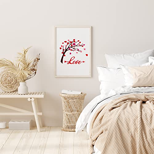 Image of Louise Maelys Love Heart Tree Embroidery Kit for Adults, Romantic DIY Craft | Needlepoint Kit with Pre-Printed Fabric, Hoop, Threads, Needles and Guide. Craft Kits for Adults with Love Design