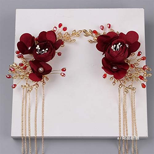 Amazon ブライダル ヘアアクセサリー ヘッドドレス タッセル 髪飾り ウェディングドレス 赤 カチューシャ ヘアバンド 通販