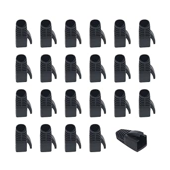 RJ-45 Cable Connector Boots RJ45 Boots Plastic Network Wire,100 PCS CAT6A, CAT7, CAT8 Plastic RJ45 Ethernet Network Cable Strain Relief BootsBlack