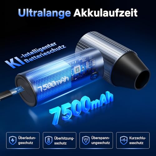 Tastatursauger Solareye Druckluft Duster mit 3-Gang und 7500mAh Akku