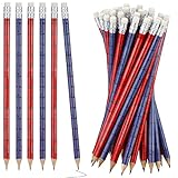 40 Pcs Pencils for Students, Sports Pencils Bulk Hockey Pencils with Erasers for Students Teacher Writing Painting Office Supplies Red and Blue Pencils Christmas Gifts School Prizes Stationery Favor