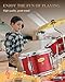 Eastar Drum Set for Kids and Beginners, 3-Piece 14'' Drum Kit with Adjustable Throne, Cymbal, Pedal & Two Pairs of Drumsticks, Junior Drum Set with Bass Tom Snare Drum, Metallic Red