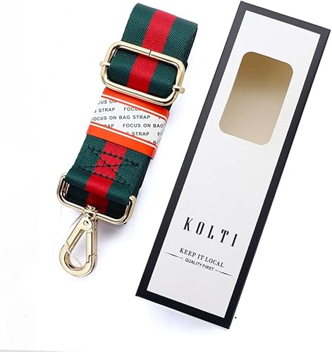 Miniatura 2 de Kolti Correa de repuesto para bolso, bolso cruzado a rayas anchas ajustables Hebilla de oro-04