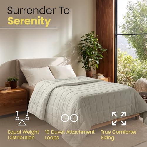 Image of HomeSmart King Size Weighted Blanket 30lbs, Soft Breathable Fabric, Oversized XL Heavy Blanket for Adults, Misty Grey