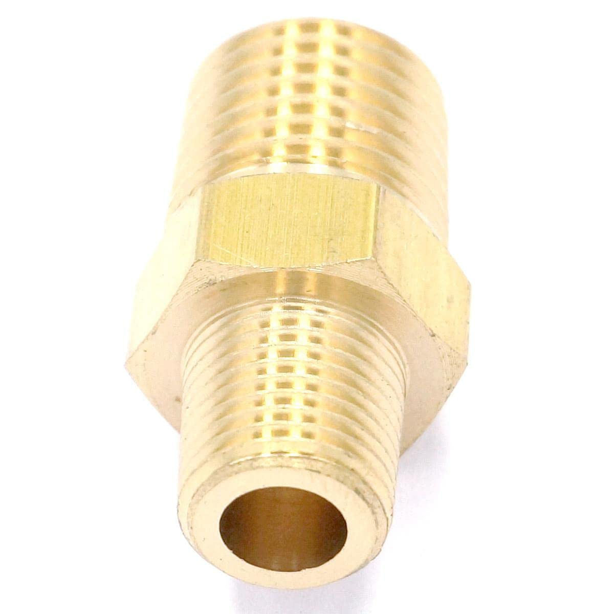 1/8" NPT x1/4" NPT Male Hex Nipple Brass Pipe Fitting Connector Adapter Water Gas Oil Fuel