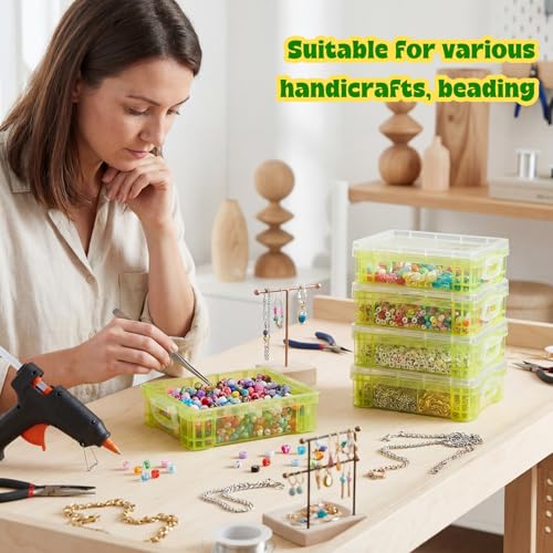 Image of Suzile 40 Pcs Plastic Crayon Boxes Holds 24 Crayon with Snap Lid Storage Container Clear Stackable Case for School Office Classroom Supplies Pen Pencil Craft(Green)