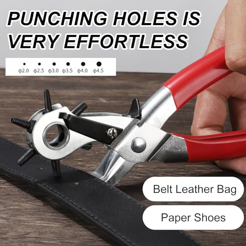 Lochzange für Leder, Gürtel Locher Rund, Leder-Lochzangen-Set, Gürtellochzange, Ledergürtel Puncher Drehlochzange, für Gürtel, Karte, Uhrenarmbänder, Lederschuhe