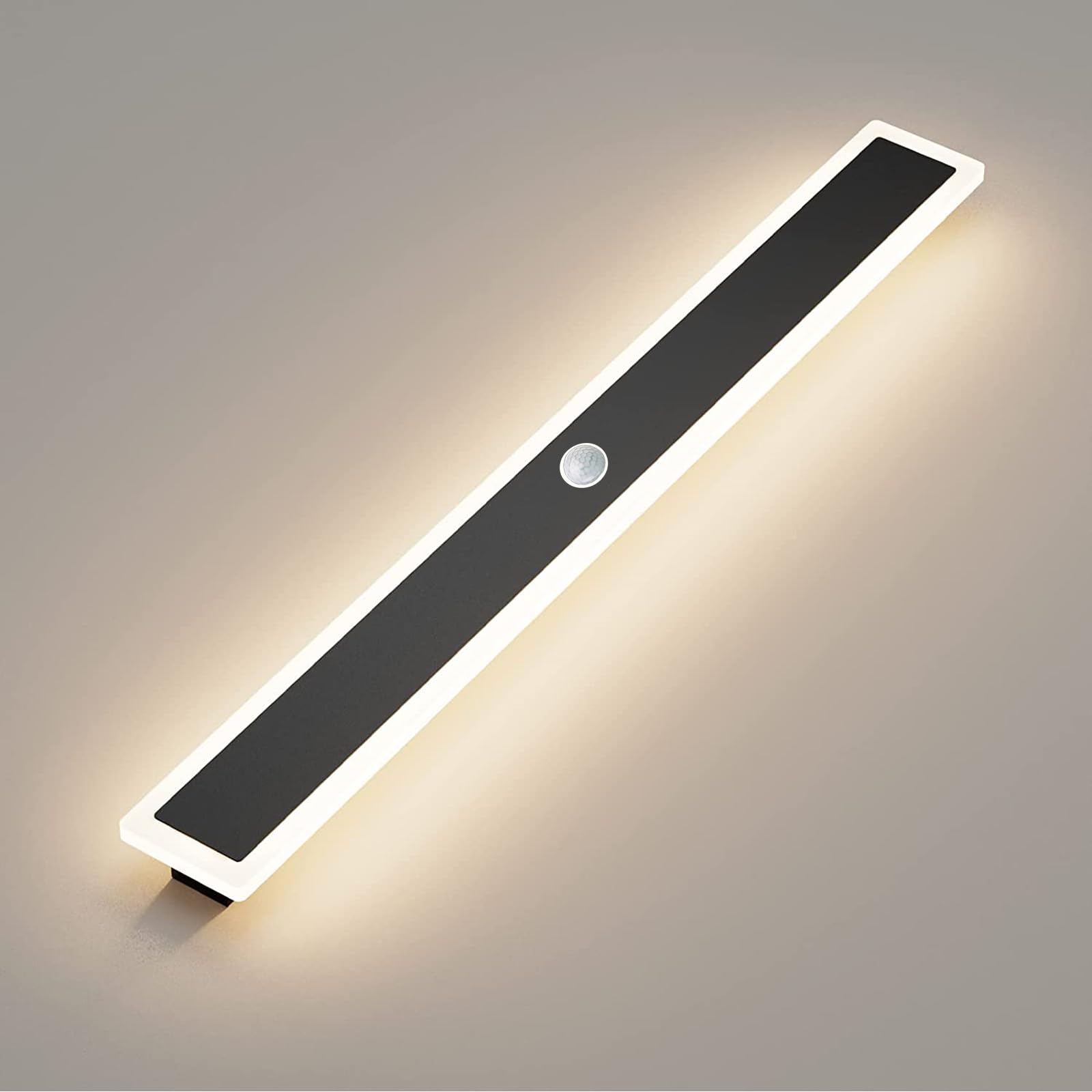 Exterior Aplique Pared con Sensor de Movimiento LED Lámpara de Pared Impermeable IP65 Patio Iluminación Aluminio Blanco Natural 4500K Largo Luz Pared para Jardín Puerta Delantera (120cm)
