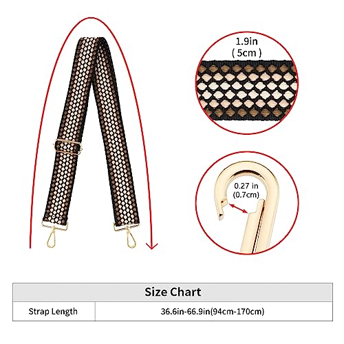 Image of Wide Shoulder Strap Adjustable Replacement Belt Guitar Style Crossbody Bag Handbag Strap Multicolor Canvas Straps(Wide:2in)(Color31)
