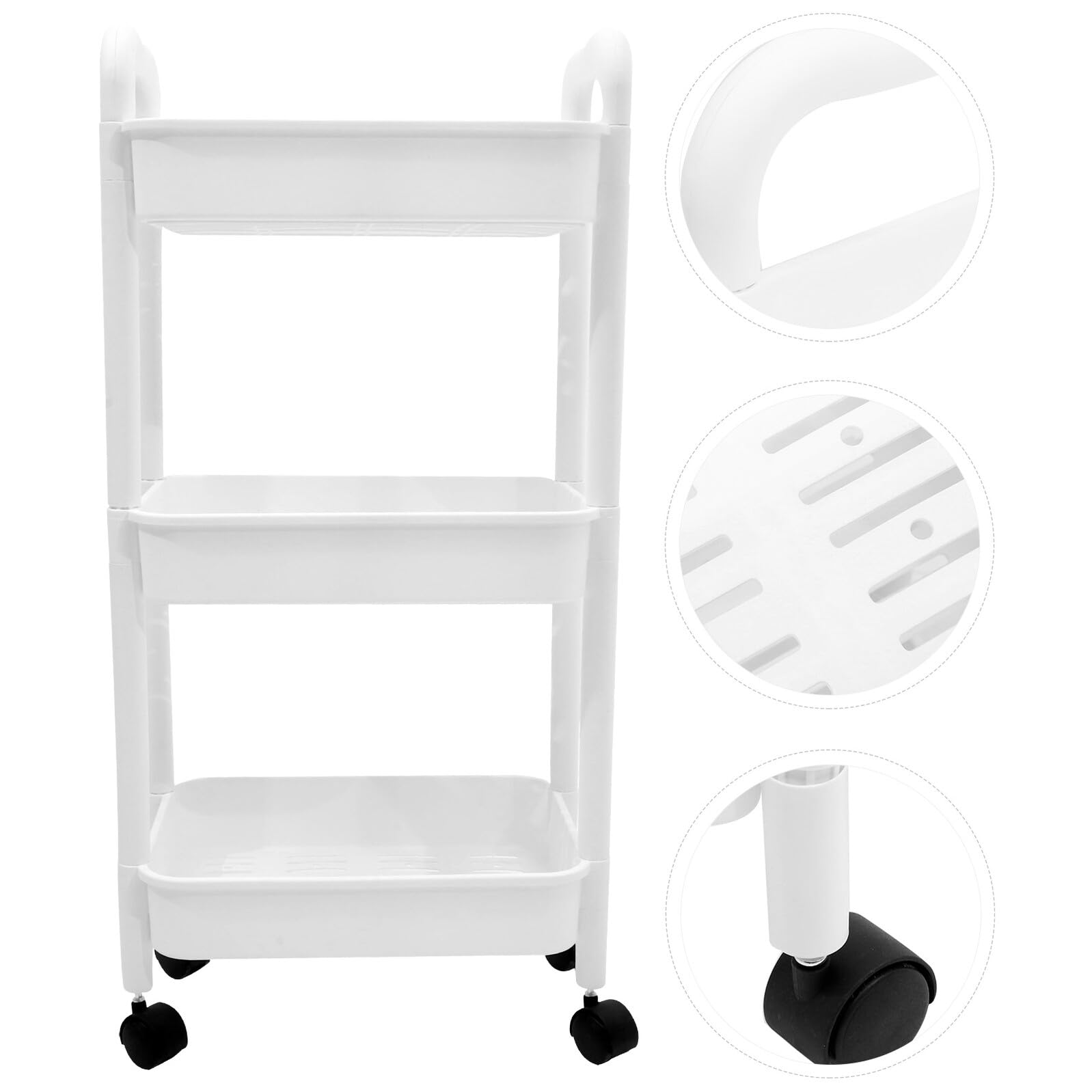Carrello Multiuso Bianco con Ripiani Stretti e Ruote, Design Multifunzionale in Pp, Resistente e Compatto per Bagno e Ufficio, Scaffale Salvaspazio a Livelli
