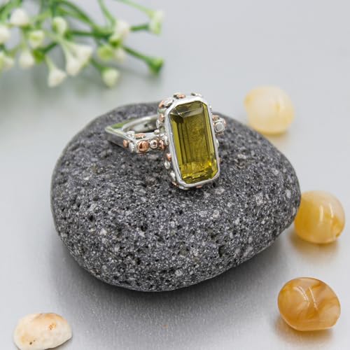 Bague de créateur en argent 925 et quartz citron unique taille 56.5 - 2