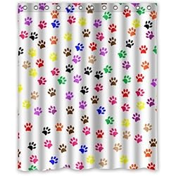 Cortina De Baño Paw Patrol Colorido huellas de perro de huellas de Animal con diseño de patrón de tela de poliéster a prueba de moho cortina de ducha con anillos 60 ´´x 72´´