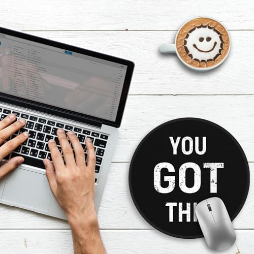 Image of Gctriki Black Round Mouse Pad, Motivation Home Office Desk Black Decor for Men Women, Funny Computer Mouse Pads for Desk Laptop Gaming, Inspirational Office Gifts for Coworkers - You Got This