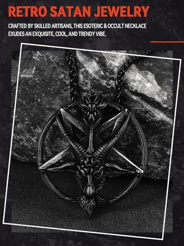 FaithHeart Leviathan Satanic Brimstone Cross Necklace, Gold Plated Stainless Steel Satan Church Jewelry, Alchemical Symbol for Brimstone Pendant Satan Goat Necklaces for Men with Gift Box4