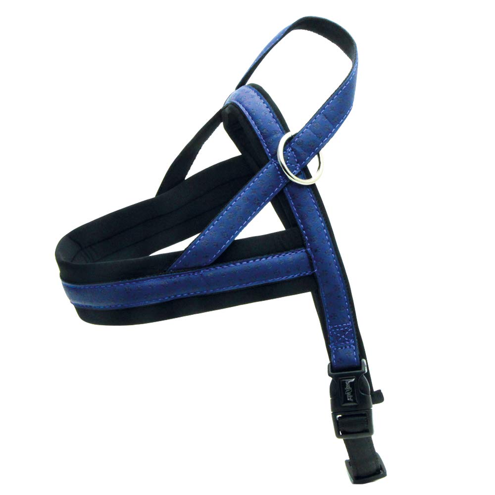 Croci My Lord Adjustable Swedish Leather Harness, 60-76 mm x 40 mm, Navy Blue