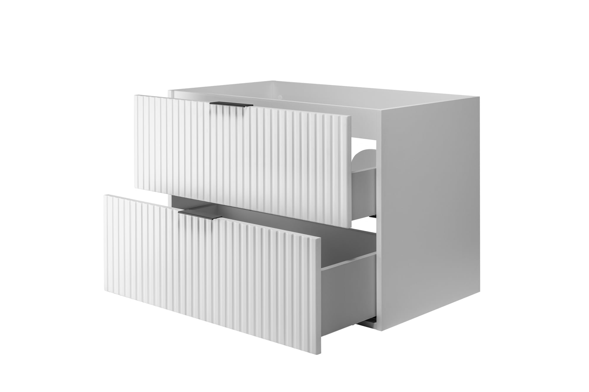 Mobile da bagno sospeso con top, Bianco / Noce, 180 x 58,6 x 46 cm