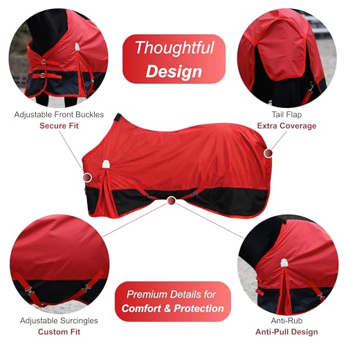 Image of BARN & STABLE 420D Ripstop Lightweight Horse Turnout Sheet, No Fill, Water-Resistant & Breathable Horse Blanket for Spring and Mild Weather, with Anti-Rub Fleece Withers