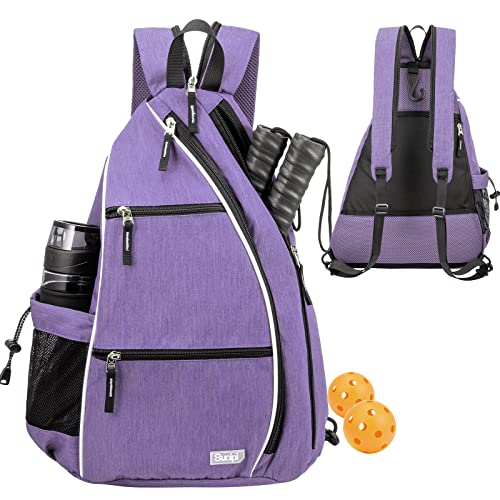 Sucipi Pickleball Bag - Men's -Women's Pickleball Backpack, Adjustable Sling Bag w/Fence Hook/Large Capacity/Safety Pocket-Purple