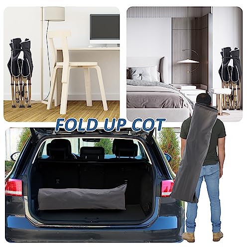 HABUTWAY Camping Cots for Adults - 600 lbs Capacity, Foldable Cot with Mattress for Travel, Beach, Patio, and Office Use (Grey) - Image 9