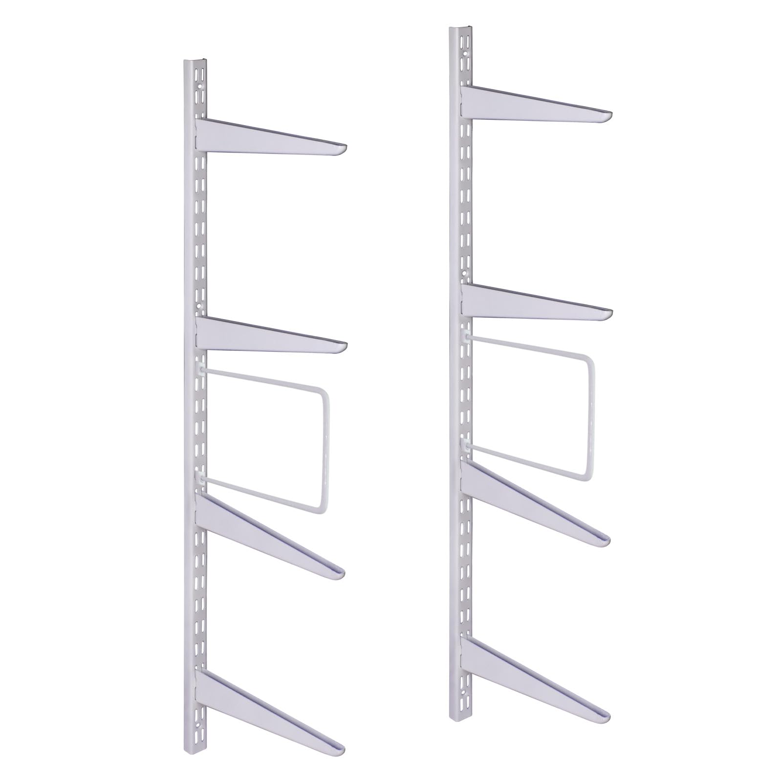EAI Twin Slot Shelving Kit 8x270mm Brackets 2x1m Uprights Heavy Duty Wall Mounted Shelving System with Bookends - White