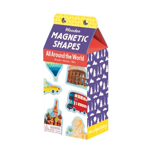 Mudpuppy All Around the World Wooden Magnetic Shapes