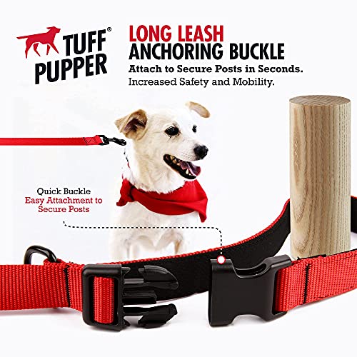 Tuff Pupper Heavy Duty Long Dog Leash | 20 Foot | Buckle Handle | Dog Recall Training Leash | High Visibility Nylon Webbing Leash | Rust Resistant Swivel Clasp/Clip Provides For Tangle Free Use #TOP4