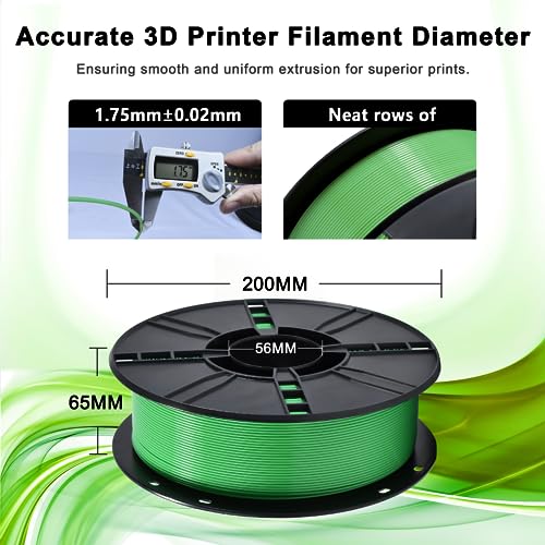 Image of iBOSS PLA Plus (PLA+) 3D Printer Filament 1.75mm,1kg Spool (2.2lbs) Toughness Enhanced 3D Printing Filament,Dimensional Accuracy + /- 0.02mm,1.75mm PLA Plus Filament,Fit Most FDM Printer(Green)