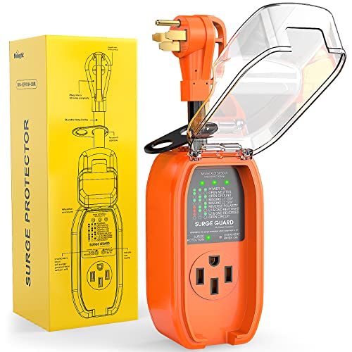 Image of Nilight 50Amp RV Surge Protector ETL Listed 14-50P 14-50R | 4200 Joules RV Circuit Analyzer Voltage Monitor High Low Spikes 125V /6250W With Extension Cord for Camper Travel Trailer Van