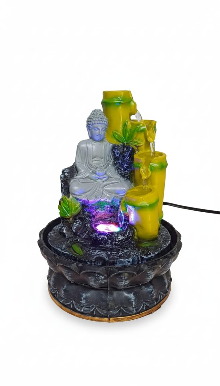 Makaan Decor Polyresin Table Top Indoor Outdoor Water Fountain with LED Lights for Home Decor Decoration Showpiece Gift (Multicolor)-image-8