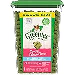 Greenies Feline Adult Dental Cat Treats, Savory Salmon Flavor, 9.75 oz. Tub