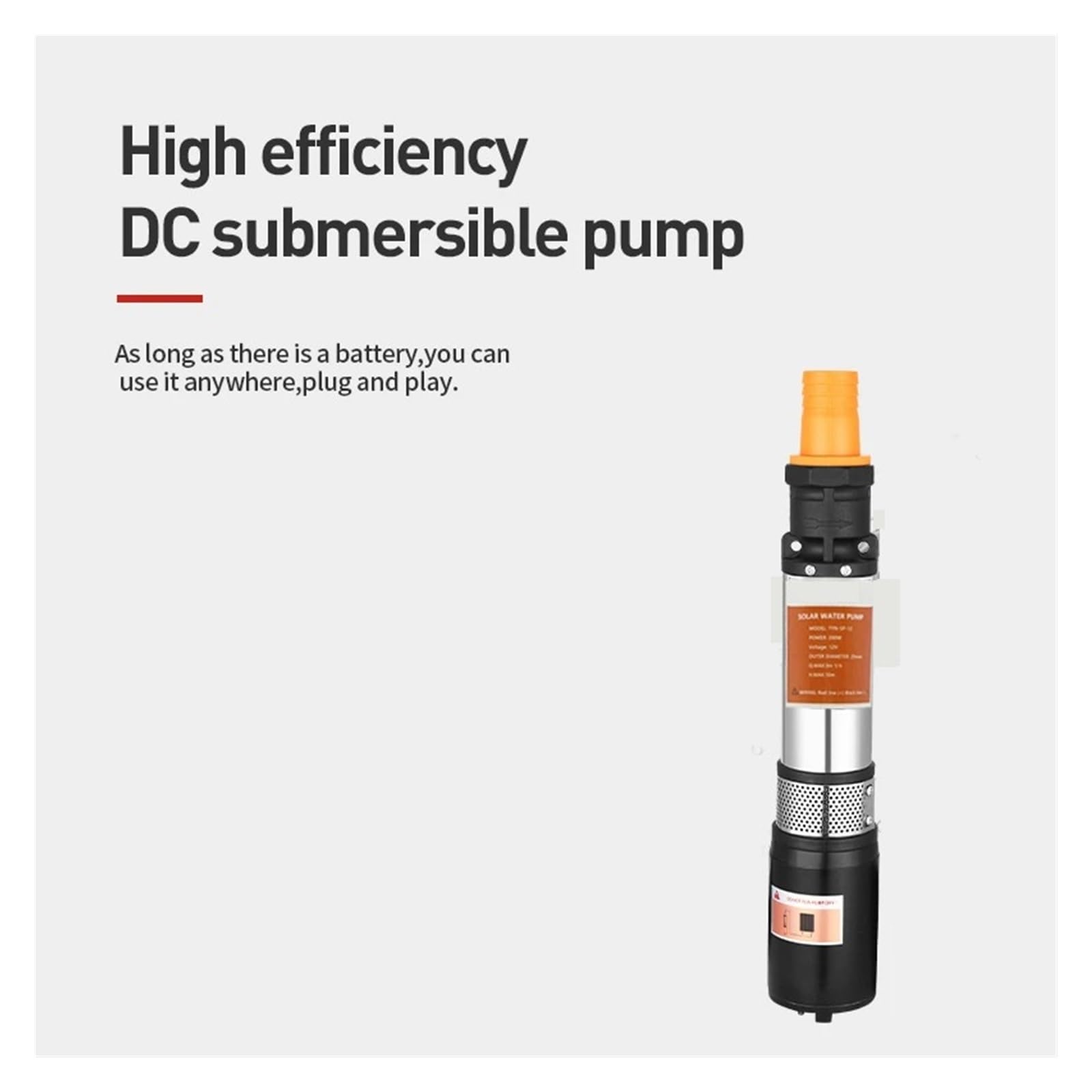 Pompes à Membrane Haute Pression Pompes submersibl Pompe à Eau Solaire DC12v 24v 48v Pompe à vis CC à Batterie à Grande levée Pompe à puits Profond à Grand débit Pompe Submersible(48V)