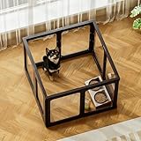 Jalove Acrylic Dog Playpen Indoor, 8 PCS Plastic Puppy Playpen with Door, Clear PlayPen for Dog Cat Rabbit Ferret, Easy Assemble Pen, Preferable Small Cage, Black, 33.5