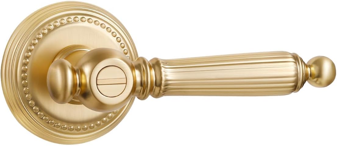 1 Pack Gold Door Lever Privacy Brushed Brass Door Handle Door Lever Bedroom and Bathroom Zinc Alloy