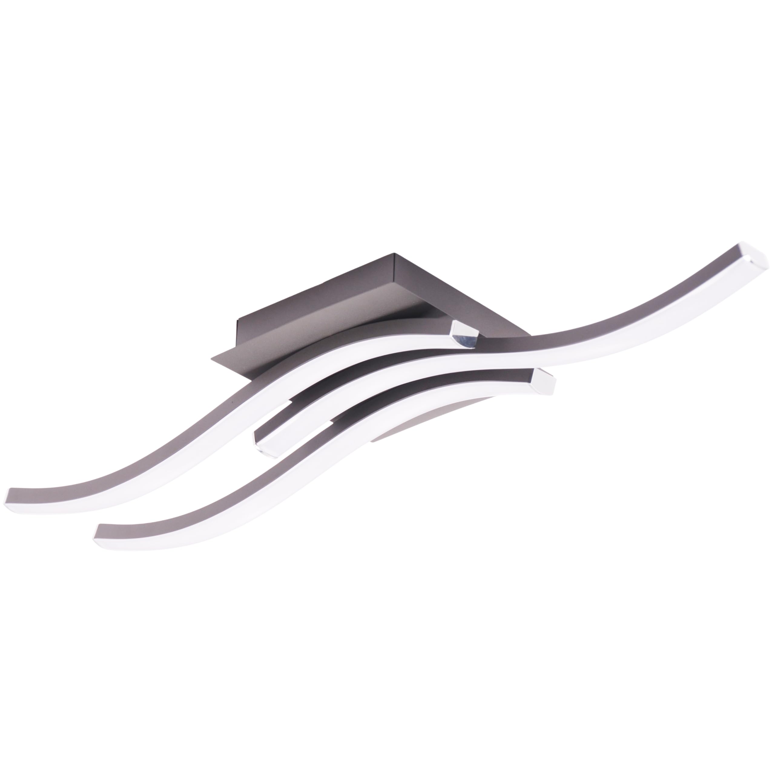 Happy Homewares Light/Grey Modern Triple Wavy Strip Flush Led Ceiling Fixture In Matte Sand