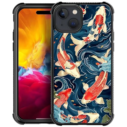 WANKBLC iPhone 15 Case with Oil Painting Koi Fish