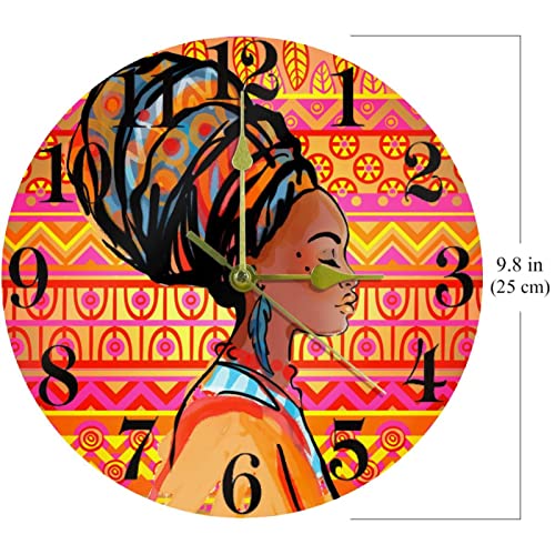 Horloge murale silencieuse sans tic-tac avec motif africain noir et or a piles - 7