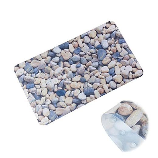 Non Slip Bath tub Shower Bathroom Mat Machine Washable for Kids Babies, Powerful Suction Cup Grips, Bathtub Mats with Fabric Surface, Bathroom Mats Smooth/Non-Textured Tubs Only(27.5inx15.7in) (Stone)