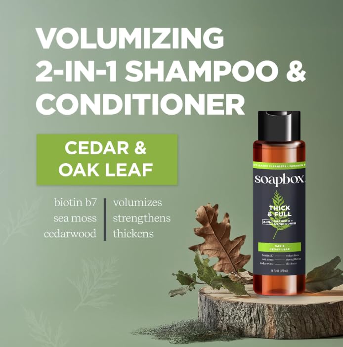 S'?????? Men's Thick and Full 2 in 1 Shampoo and Conditioner with Oak and Cedar Leaf, 16 fl oz 9Pack of 1)