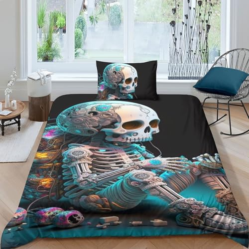 Housse de couette avec fermeture éclair en microfibre pour lit d'ado facile à border - 2