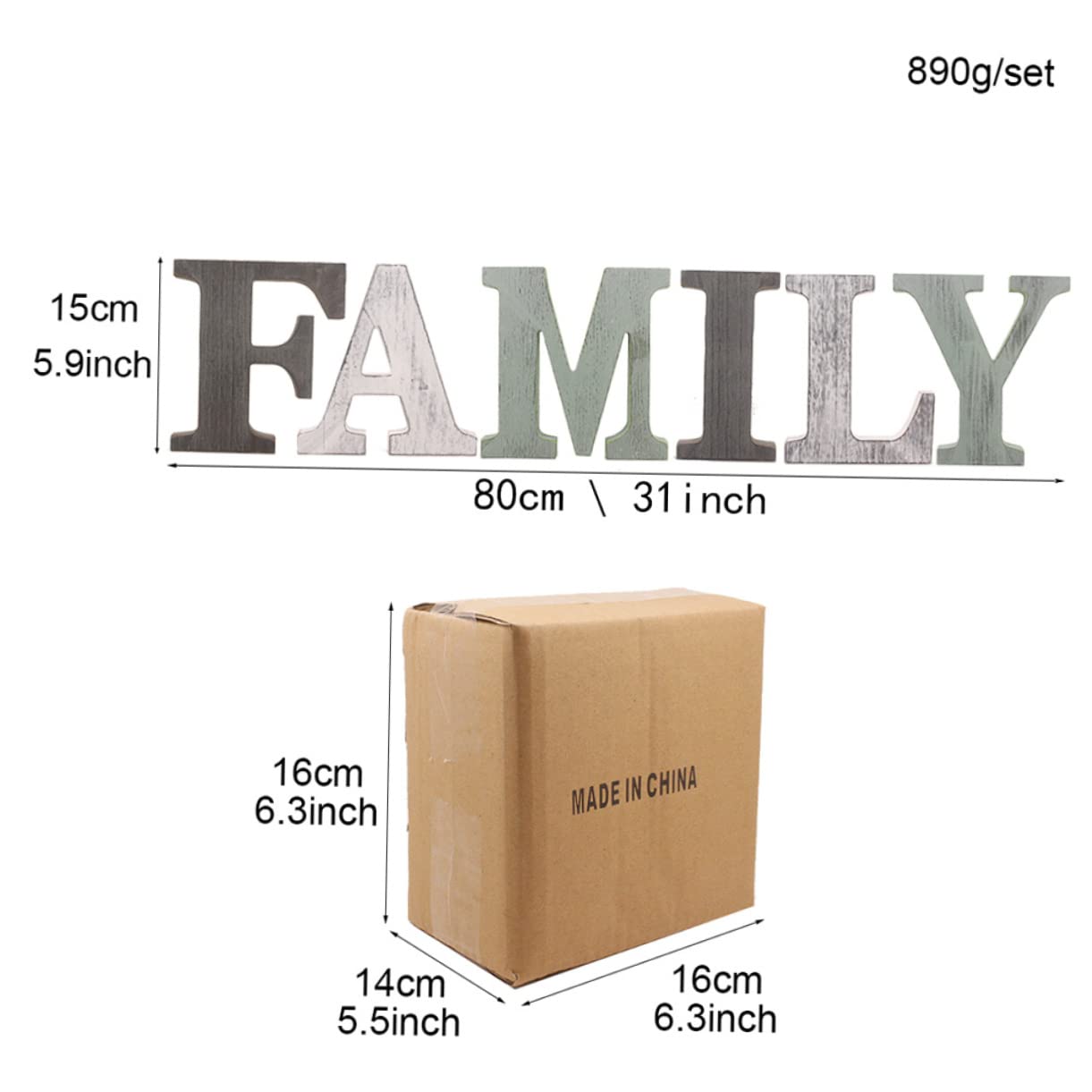 Insegna Decorativa Murale in Legno Family Verde per Casa, Hotel e Bar | Mdf, Finitura Rustica, da Esporre su Mensole o Bancone, Decorazioni Legno per Parete Soggiorno, Stile Moderno