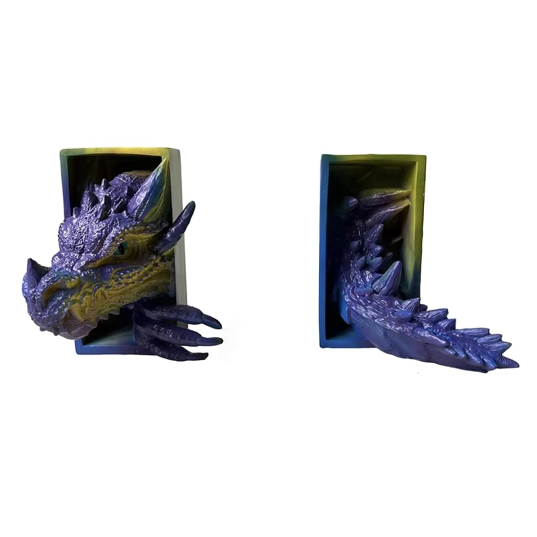 Vjsujehgy 2Pc Bookshelf Decoration Dragon-Shaped Bookend, Fantasy Decoration, Home Decoration Ornaments, Bookshelf Bookend
