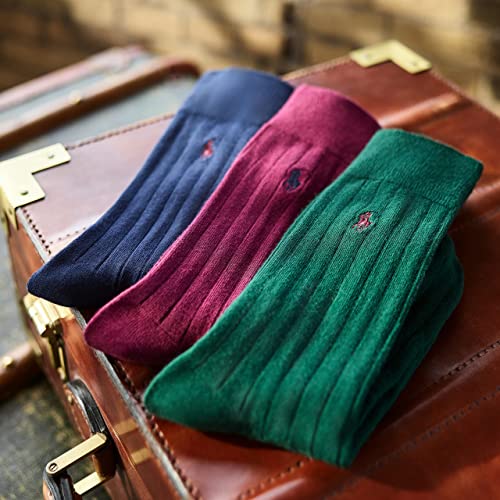 Polo Ralph Lauren Men's Super Soft Ribbed Dress Crew Socks -3 Pair Pack- Lightweight Comfort3