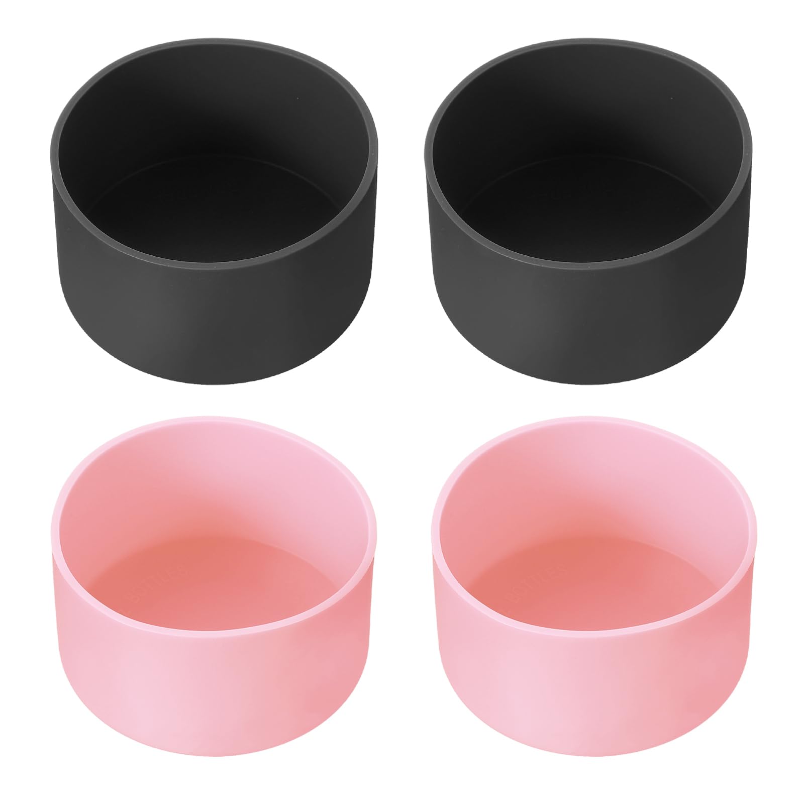 PATIKIL Silicone Boot for Tumbler Boot, 4Pcs Bottom Sleeve Protector Anti-Slip Protective Sleeve for Water Bottle Car Travel Cup, Black/Pink