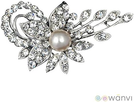 Indian Fashion Stylish Design Crystal Studded Silver Saree Pin for Women