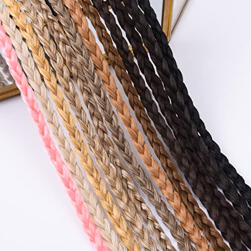 Braid Hair Extensions, 4 Pcs Baby Braids Front Side Bang Curtain Bang Clip In Hair Extensions Long Braided Hair Piece Natural Soft Synthetic Hair For Women Daily Wear 20 Inch Black Brown #TOP5