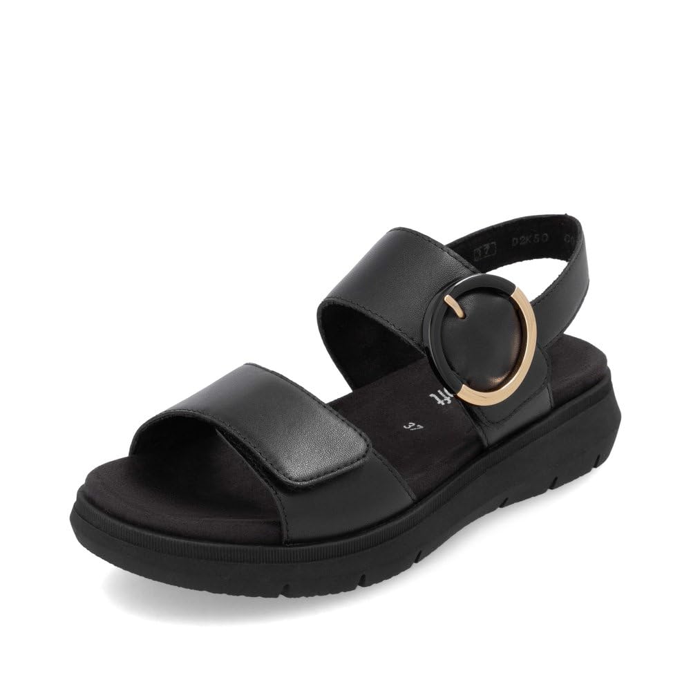 Remonte Damen Riemchensandalen D2K50, Frauen Sandalen,lose Einlage,flach,Sommerschuhe,Freizeitschuhe,offene Schuhe,Strandschuhe,schwarz (00),44 EU