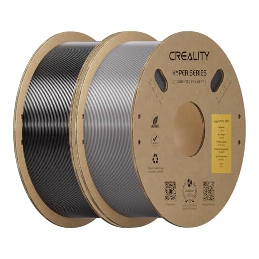 ⚡ Creality Hyper PETG Filament 1.75mm Bundle 2KG, High-Speed PETG for 30–600mm/s Printing, Low Stringing, Strong Layer Adhesion, +/- 0.03mm Accuracy,Fits for Most FDM 3D Printers(Black&Grey)