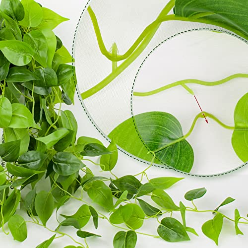 Image of LOYWREE 35.4in Artificial Plants in Black Pot Realistic Fake Hanging Potted Greenery with Faux Ivy Vine & Pothos - Ideal for Shelf, Home, Office, Indoor & Outdoor Garden Decor