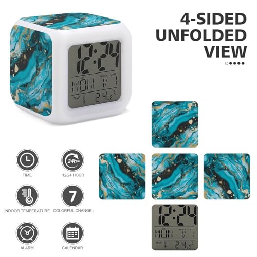 Entrenador de sueño infantil con reloj despertador de mármol y luces 4