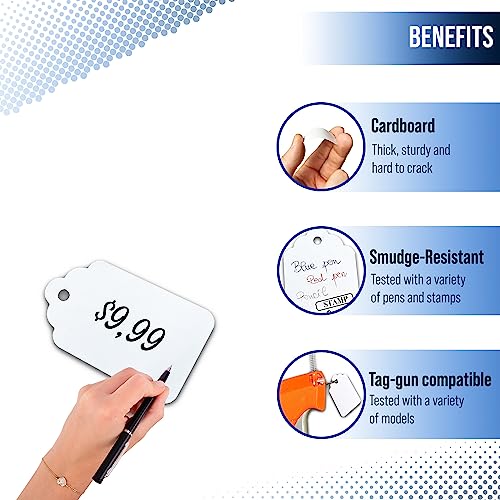Image of EasyTwelve - Price Tags - 1000 White Hang Tags, 1.75 x 1.093 in, Tags for Clothing, Jewelry, Retail, Garage Sale (Pack of 2)